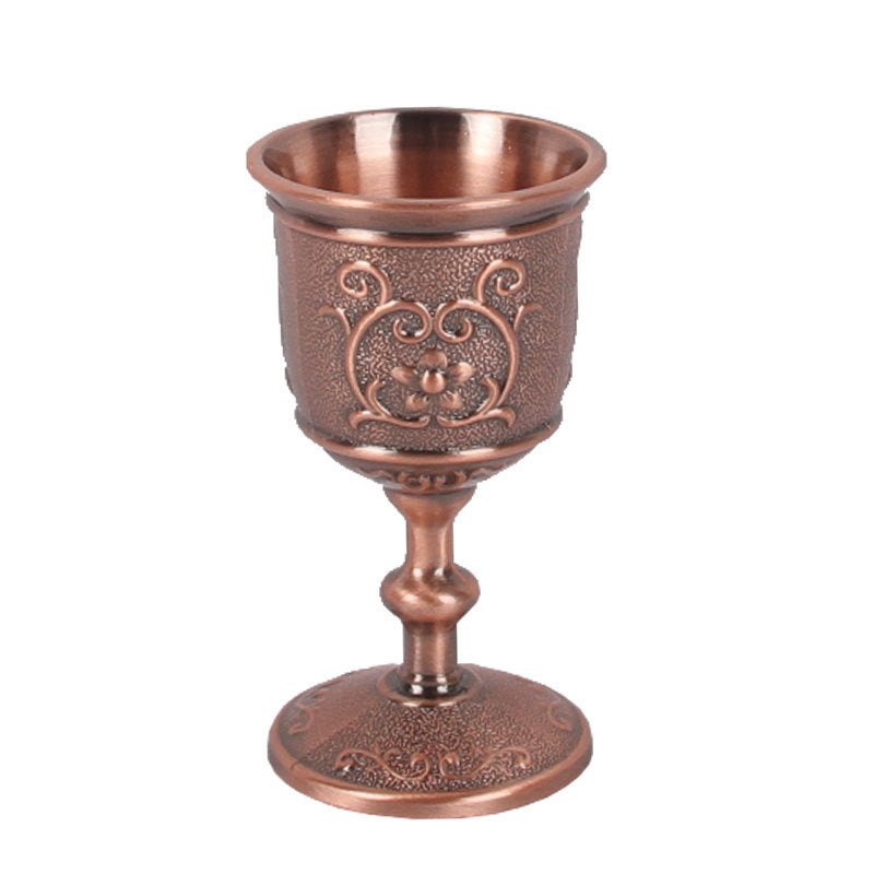 Vintage embossed flower bronze wine glass
