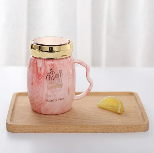 Marbling Mug Four Design Ceramic Cup With A Lid