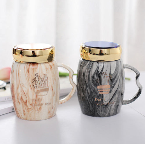 Marbling Mug Four Design Ceramic Cup With A Lid