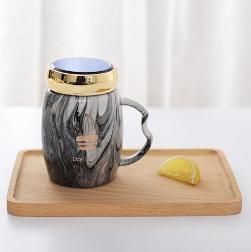 Marbling Mug Four Design Ceramic Cup With A Lid