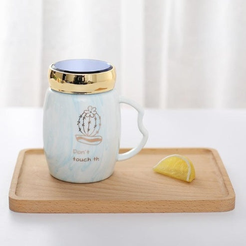 Marbling Mug Four Design Ceramic Cup With A Lid