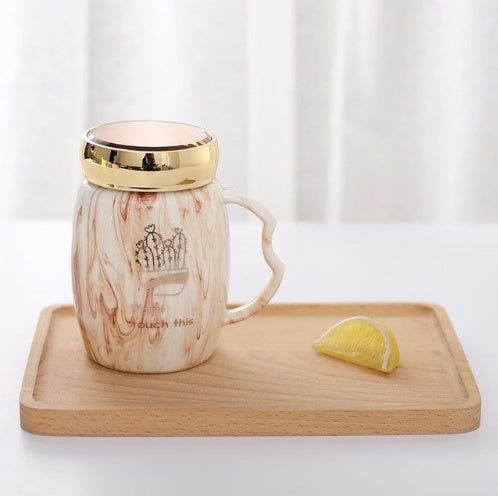 Marbling Mug Four Design Ceramic Cup With A Lid