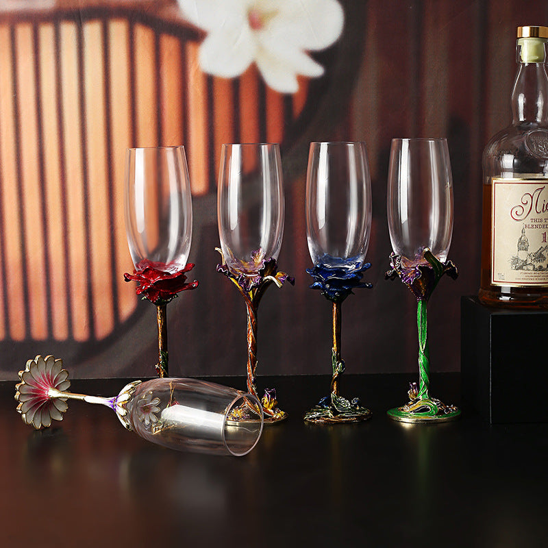 Creative Crystal Glass Handmade Enamel Champagne