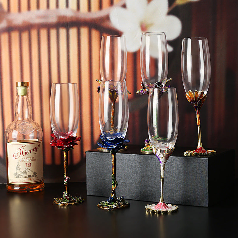 Creative Crystal Glass Handmade Enamel Champagne